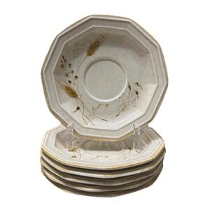 Set of 6 Mikasa Avante Torino FE904 Saucers 6.5" Octagon Wheat Japan